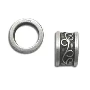 Cord slider bead 11mm Antique Silver Plating x1