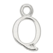 15mm alphabet letter Charm with closed ring - Q - Rhodium x1|raw }}