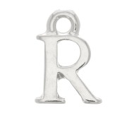 13mm alphabet letter Charm with closed ring - R - Rhodium x1|raw }}