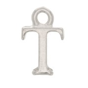 13.5mm alphabet letter Charm with closed ring - T - Rhodium x1|raw }}