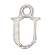 14mm alphabet letter Charm with closed ring - U - Rhodium x1|raw }}