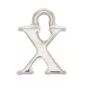 13mm alphabet letter Charm with closed ring - X - Rhodium x1