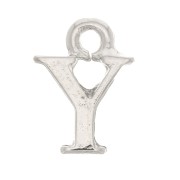 13mm alphabet letter Charm with closed ring - Y - Rhodium x1