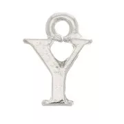 13mm alphabet letter Charm with closed ring - Y - Rhodium x1