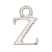 13mm alphabet letter Charm with closed ring - Z - Rhodium x1