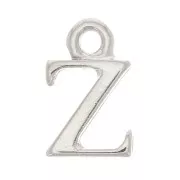 13mm alphabet letter Charm with closed ring - Z - Rhodium x1