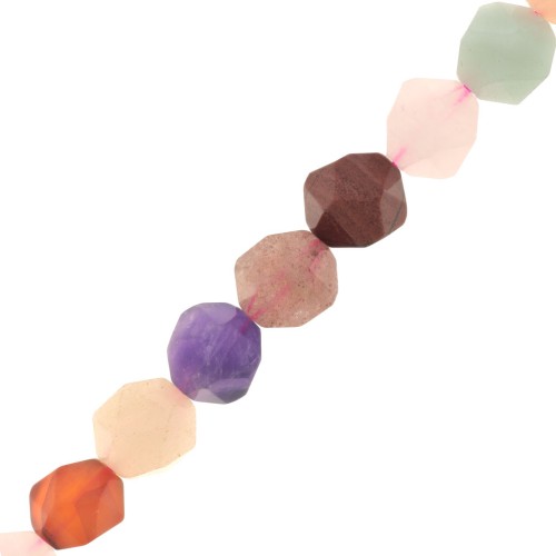 8x7mm Hexagonal beads - mix of gemstones - Multicoloured x38cm