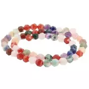 6x5mm Hexagonal beads - mix of gemstones - Multicoloured x38cm