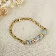 Heishi rondelle beads - Tinted Regalite 6x3 mm - Blue x20