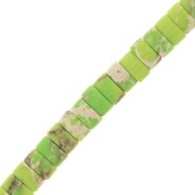 6x3mm Heishi rondelle beads - stained Regalite - Light Green x20