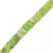 6x3mm Heishi rondelle beads - stained Regalite - Light Green x20
