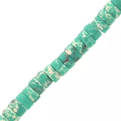 Rondelle beads Heishi - Tinted Regalite 6x3 mm - Turquoise green x20