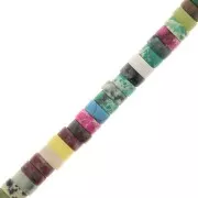 6x3mm Heishi rondelle beads - stained Imitation Regalite - Multicoloured x37cm