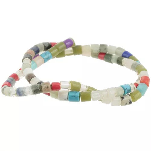 Heishi tube beads 4.5x4mm - mix of gemstones - Multicolor x37cm