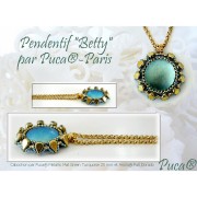 25mm Glass round cabochon by Puca® - Green Turquoise Metallic Mat x1