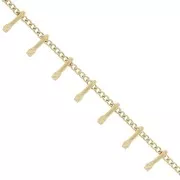 6.3mm 304L stainless steel Fancy curb chain with bars - Gold Tone x1m