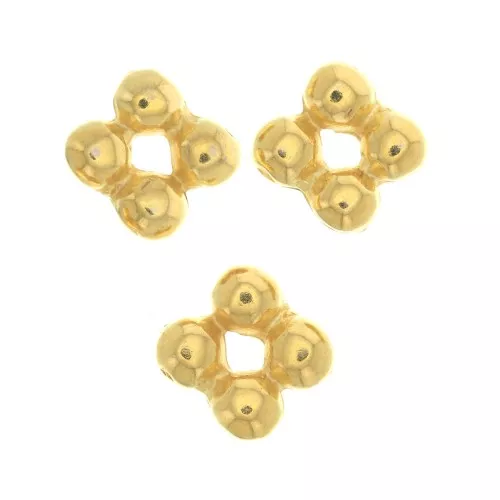7mm Flower shape round beads - Fine Gold Plated x6