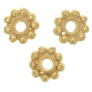 10mm Flower shape round beads - Fine Gold plated x6|raw }}