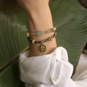 10mm Flower shape round beads - Fine Gold plated x6