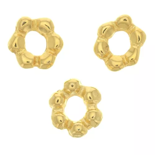 6.5x7 mm Flower shape round beads - Fine Gold Plated x5