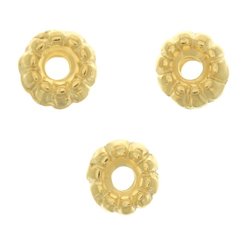 5mm worked Round beads - Fine Gold Plated x5