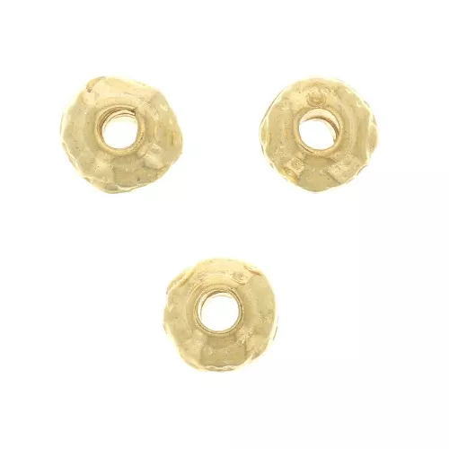 5mm Round irregular worked beads - Fine Gold Plated x5
