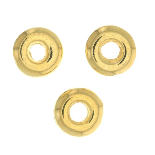 5mm flat Round beads - Fine Gold Plated x5
