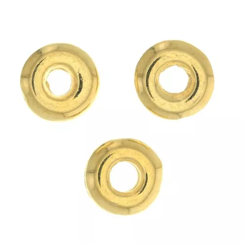 5mm flat Round beads - Fine Gold Plated x5