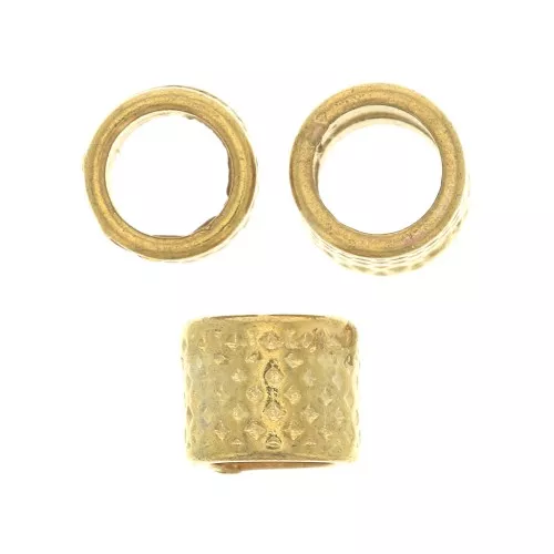5x4mm Worked Tube Beads - Fine Gold Plated x5