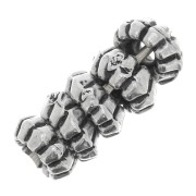 5mm worked Round beads - Antique Silver Tone x5