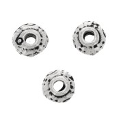 5mm Round irregular worked beads - Antique Silver Tone x5