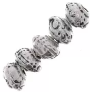 5mm Round irregular worked beads - Antique Silver Tone x5