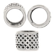 5x4mm Worked Tube Beads - Antique Silver Tone x5