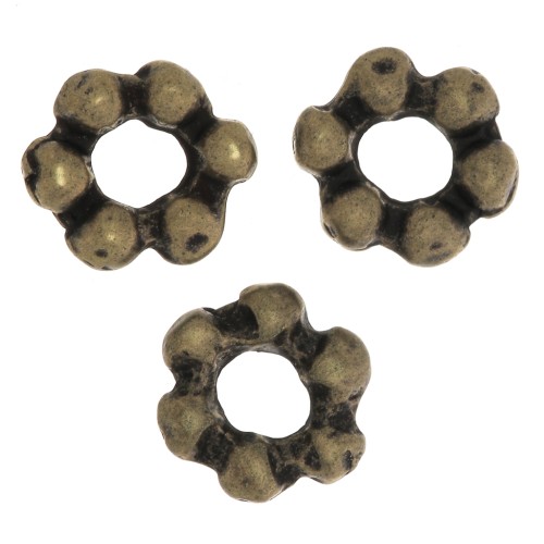 6mm Flower beads - Bronze Tone x5
