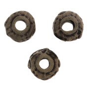 5mm Round irregular worked beads - Bronze Tone x5
