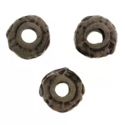 5mm Round irregular worked beads - Bronze Tone x5