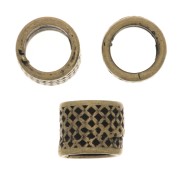 5x4mm Worked Tube Beads - Bronze Tone x5