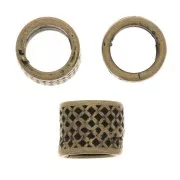 5x4mm Worked Tube Beads - Bronze Tone x5