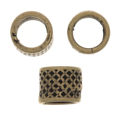 5x4mm Worked Tube Beads - Bronze Tone x5