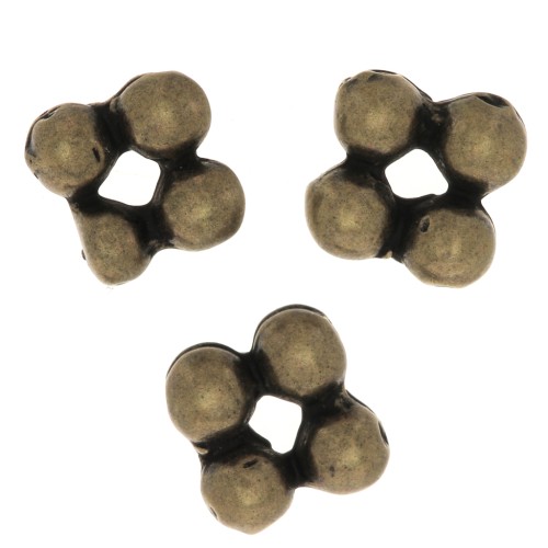 7mm Flower shape Round beads - Bronze Tone x6