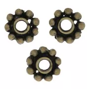 10mm Round beads flower - Bronze Tone x6