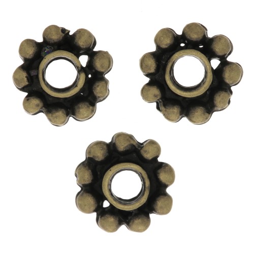 10mm Round beads flower - Bronze Tone x6