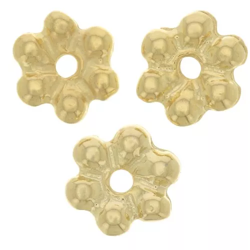 10mm Round 6 petals flower beads - Fine Gold Plated x6