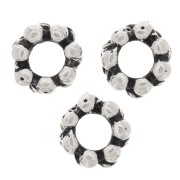 6x3mm Flower beads - Antique Silver Tone x10