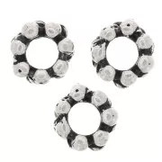 6x3mm Flower beads - Antique Silver Tone x10