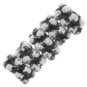 6x3mm Flower beads - Antique Silver Tone x10