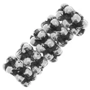 6x3mm Flower beads - Antique Silver Tone x10
