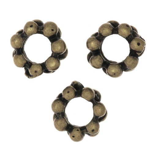 6x3mm Round beads flower - Bronze Tone x10
