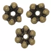 10mm Round beads flower 6 balls - Bronze Tone x6