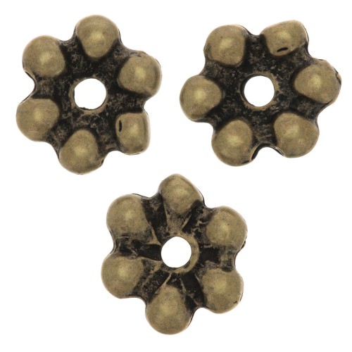 10mm Round beads flower 6 balls - Bronze Tone x6